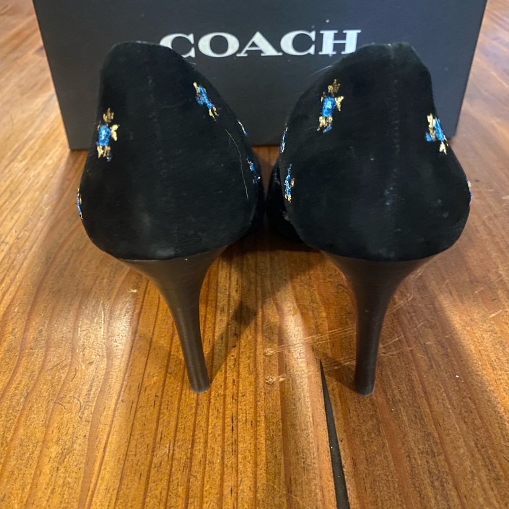 Coach Black and Blue Floral Heels - Picture 3 of 5